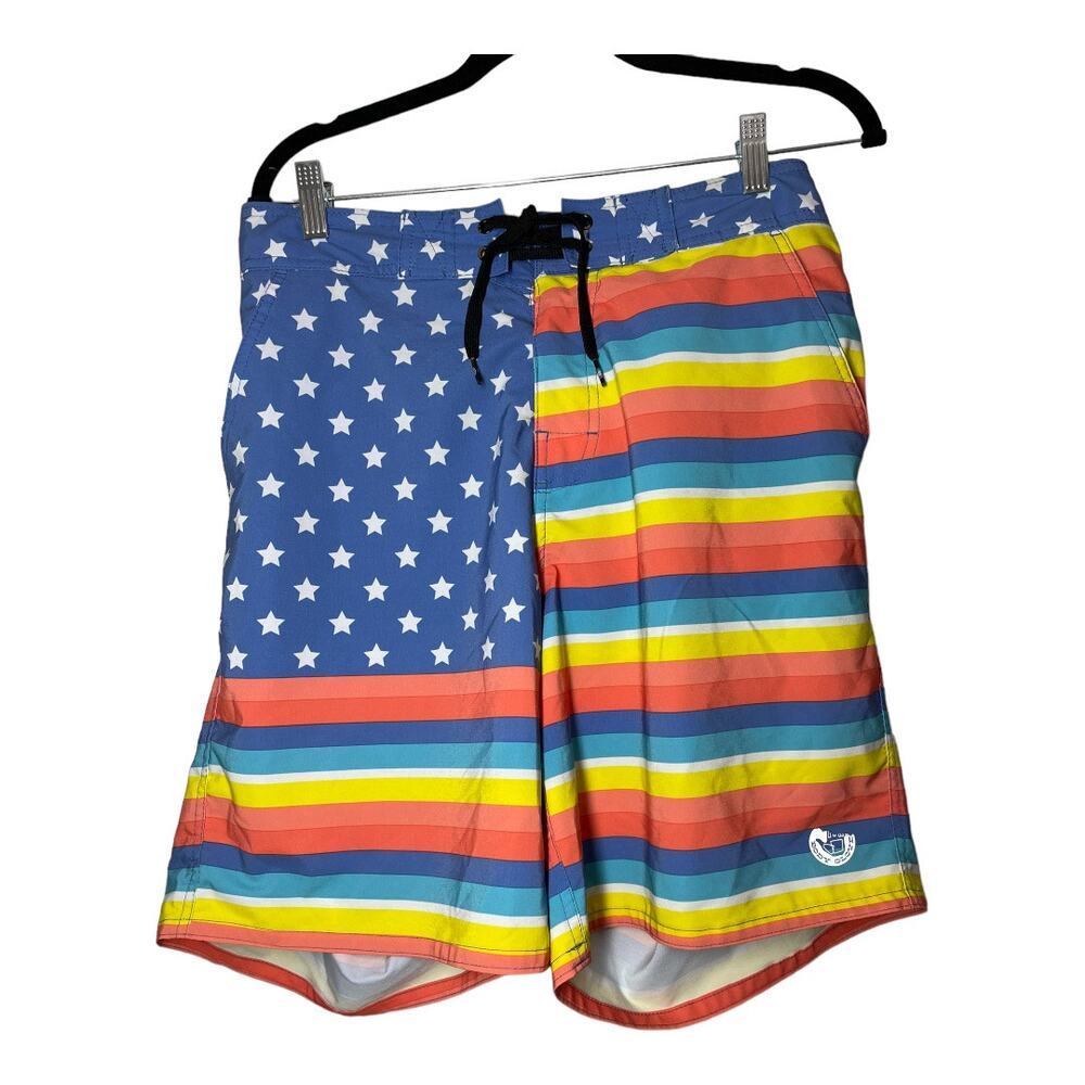 Body Glove Swim Trunks Bright US Flag Vapor La Concha Board Short Mens Large 34